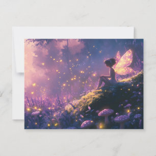 Enchanted Fairy Sitting in a Magical Forest Postcard