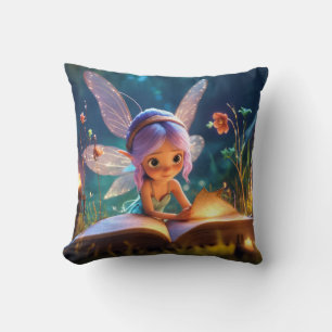 Enchanted Fairy Studying Spells Decorative Throw Pillow