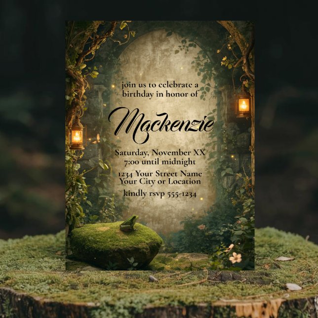 Enchanted Fairy Tale Swamp Frog & Lanterns Invitation (Creator Uploaded)