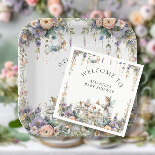 Enchanted Fairy Tea Party Floral Baby Girl Shower Napkin