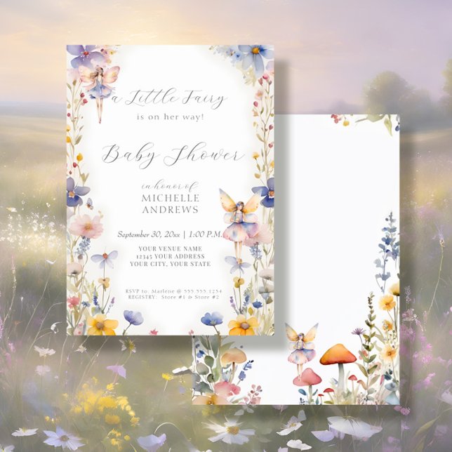 Enchanted Fairy Wildflower Pink Girl Baby Shower Invitation (Creator Uploaded)