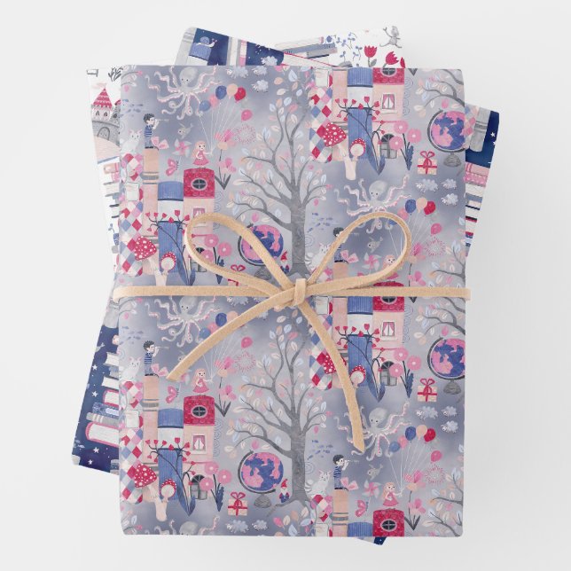 Enchanted Fairytale Books Set of Three  Wrapping Paper Sheet (In situ)