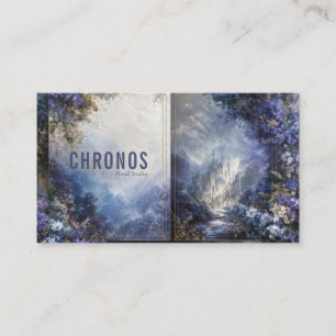 Enchanted Fairytale Castle Purple Floral Gold Mist Business Card