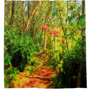 Enchanted fairytale forest with mushrooms