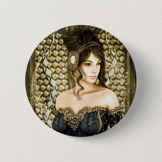 Enchanted Fairytale Princess Portrait 2 Inch Round Button (Front)