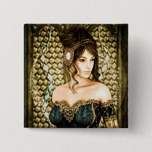 Enchanted Fairytale Princess Portrait 2 Inch Square Button