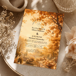 Enchanted Fall Backyard Wedding Invitation