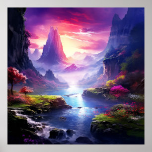 Enchanted Fantasy Colourful Magical Whimsical Land Poster