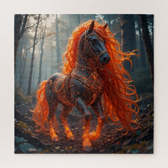 Enchanted Fiery Horse With Vibrant Mane Jigsaw Puzzle (Vertical)