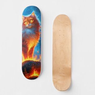 Enchanted Fire Feline Skateboard