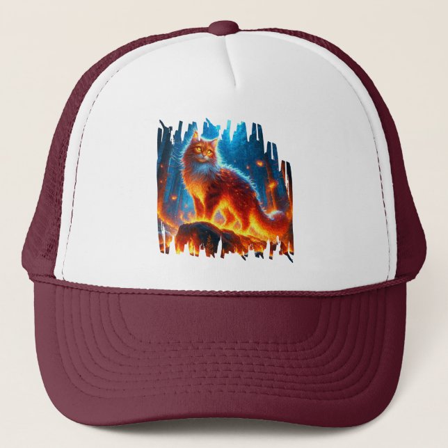 Enchanted Fire Feline Trucker Hat (Front)