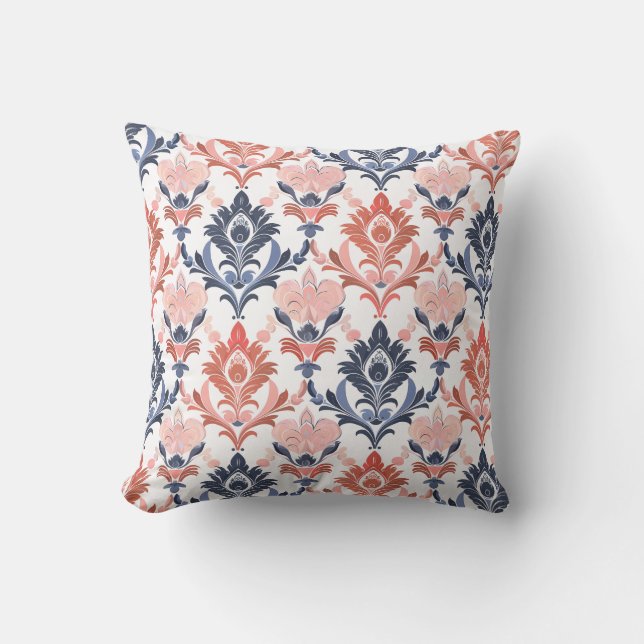 Enchanted Fleur Damask Princesscore Throw Pillow (Front)