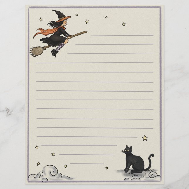 Enchanted Flight Lined 8.5" x 11" Paper Sheet (Front)