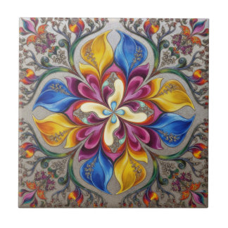 Enchanted Flora Emerald Gold Botanical Tile
