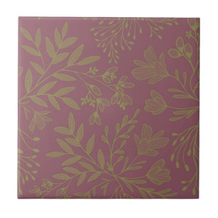 Enchanted Floral Meadow Dreams L1 Bordeau Green Tile