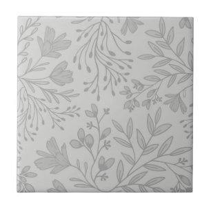 Enchanted Floral Meadow Dreams L5 Grey White Tile