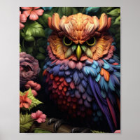 Enchanted Floral Owl – Vibrant Fantasy Forest Art