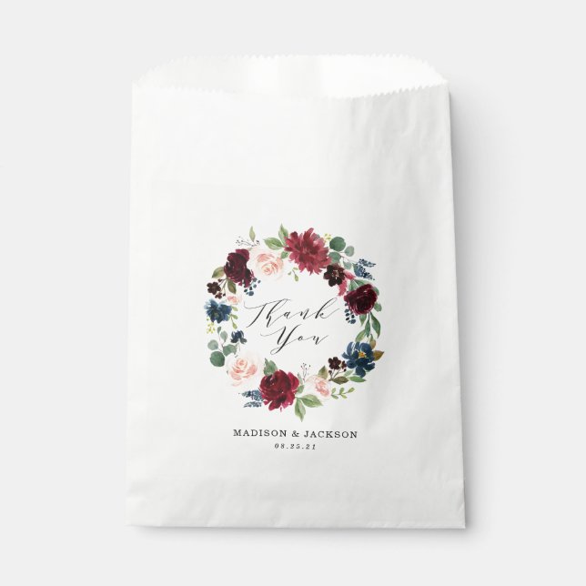 Enchanted Floral | Personalized Wedding Thank You Favour Bag (Front)