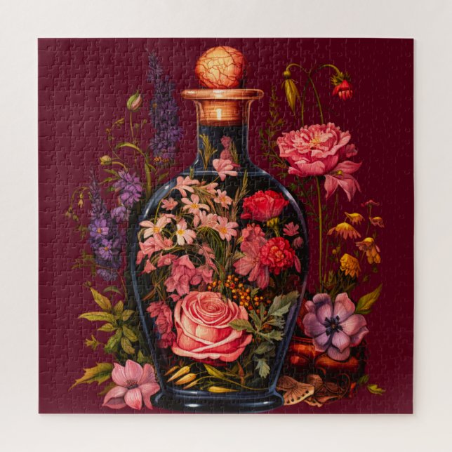 Enchanted Floral Potion Puzzle | Fantasy Botanical (Vertical)