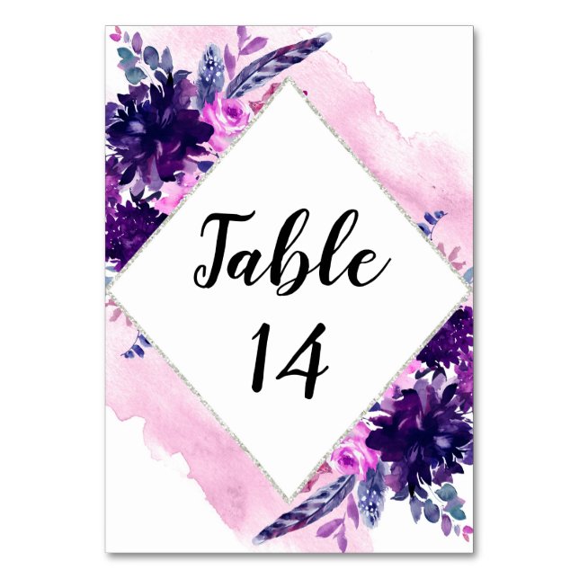 Enchanted Floral Wedding Reception Seating Chart Table Number (Front)