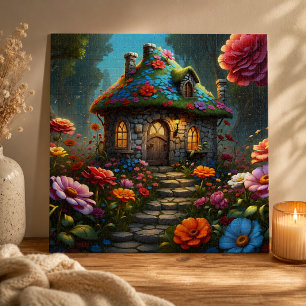 Enchanted Flower Roof Cottage Garden Jigsaw Puzzle