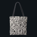 Enchanted Foliage Pretty Floral Garden Pattern Tote Bag<br><div class="desc">Background color: dark beige Interplay of Dancing Pretty Flowers & Leaves Pattern There was a hidden path leading what seemed like another world, an overgrown garden beautiful in its wildness where pretty flowers bloomed in chaotic harmony dancing to a gentle fall breeze announcing the next season to come. Hand drawn...</div>
