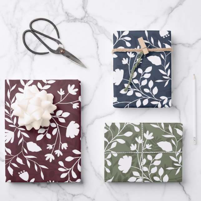 Enchanted Foliage Pretty Floral Garden Pattern Wrapping Paper Sheet (Front)