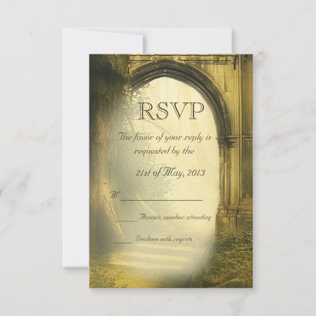 Enchanted Forest Arch Wedding RSVP Card (Front)