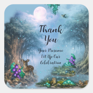 Enchanted Forest Bioluminescent Elegance  Square Sticker