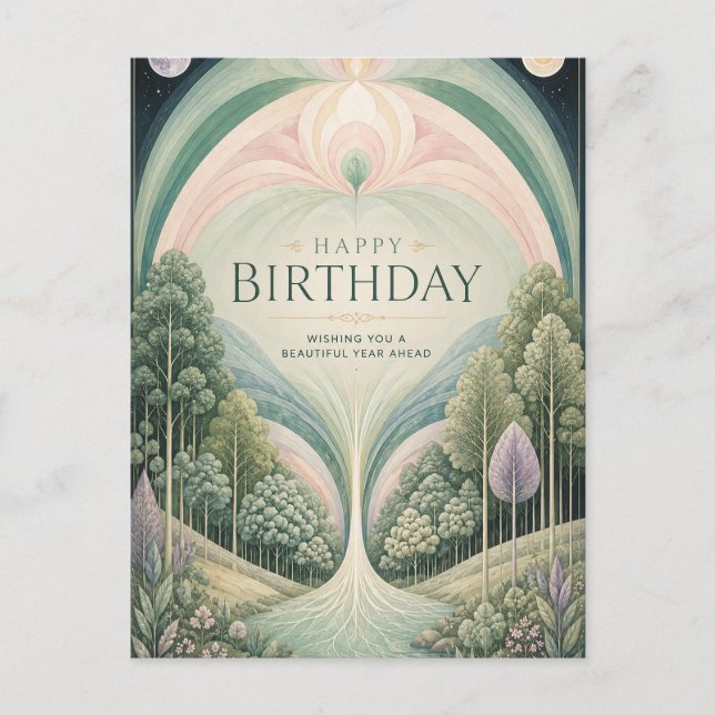 Enchanted Forest Birthday Sanctuary Postcard (Front)