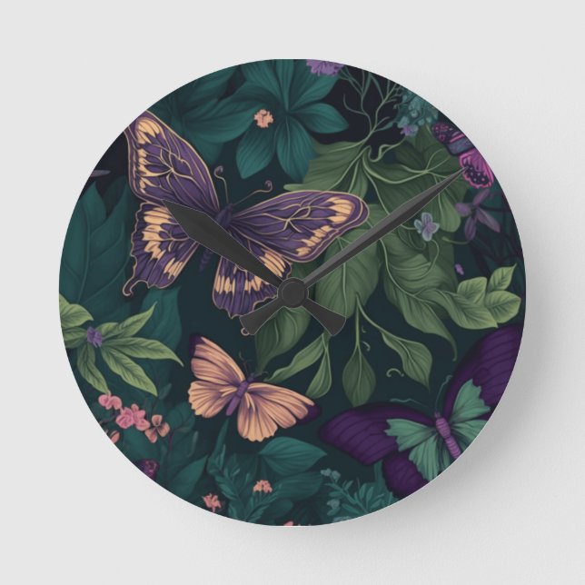 Enchanted Forest Butterflies Botanical Clock (Front)
