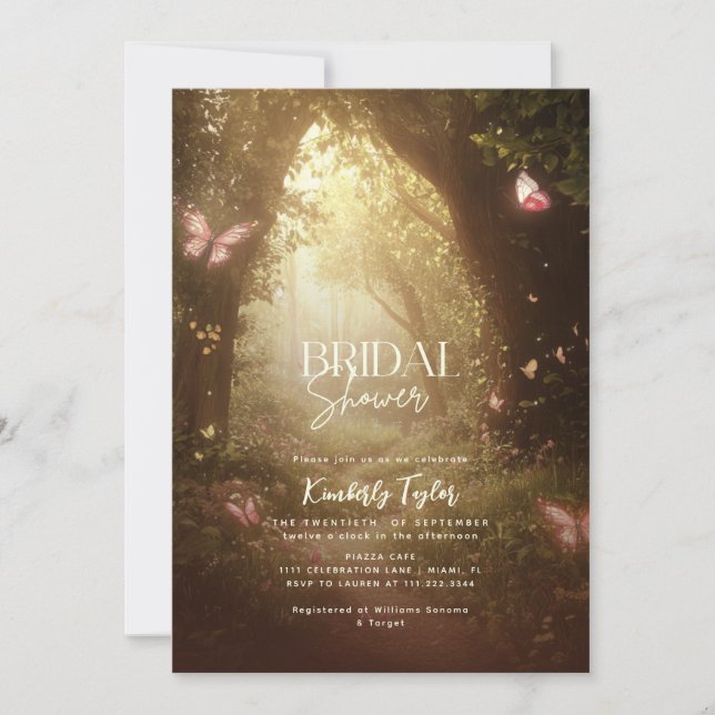 Enchanted Forest Butterflies Bridal Shower Invitation (Front)