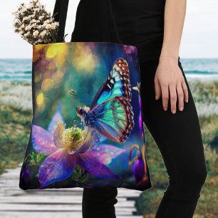 Enchanted Forest Butterfly On Flower Tote Bag
