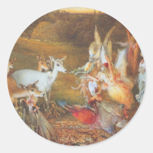 Enchanted Forest by artist John Anster Fitzgerald Classic Round Sticker
