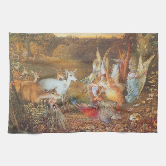 Enchanted Forest by artist John Anster Fitzgerald Kitchen Towel (Horizontal)