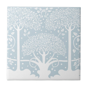 Enchanted Forest Calm Baby Blue Trees Tile