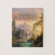 Enchanted Forest Deer Waterfall Fantasy Jigsaw