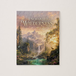 Enchanted Forest Deer Waterfall Fantasy Jigsaw Puzzle
