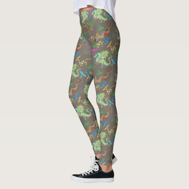 Enchanted Forest Dragon Pattern Leggings (Left)