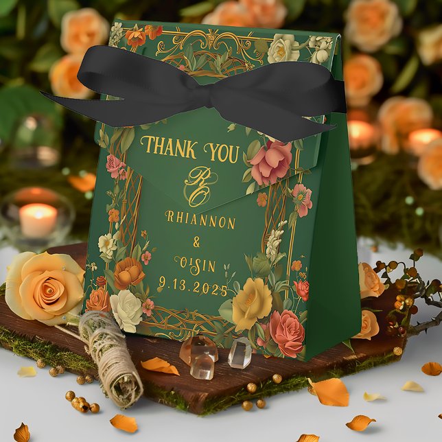 Enchanted Forest Druid Hills Wedding  Favor Box (Enchanting Green Autumn Florals Druid Hills Favor Boxes )