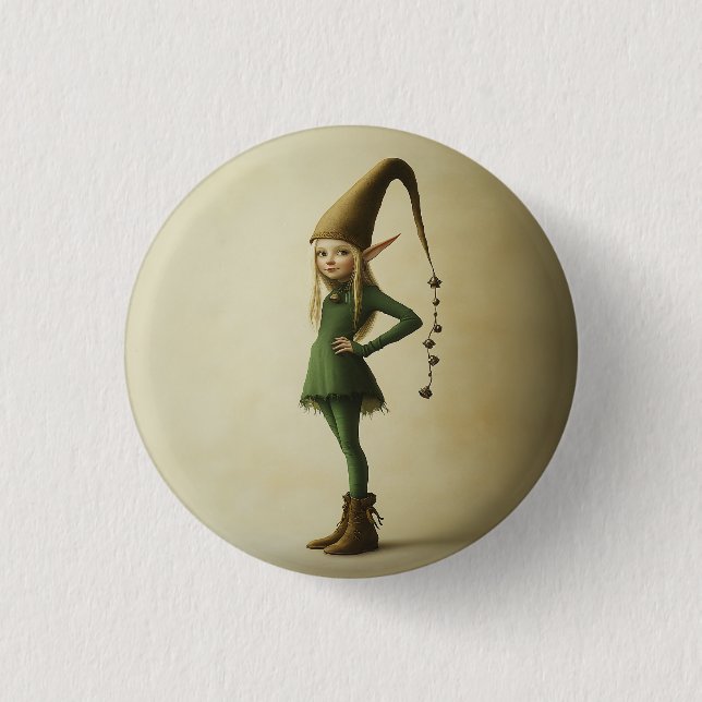 Enchanted Forest Elf 1 Inch Round Button (Front)