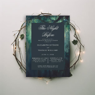 Enchanted Forest Emerald Night Rehearsal Dinner Invitation