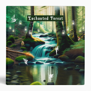 Enchanted Forest Fairies Lights Mushrooms River Binder