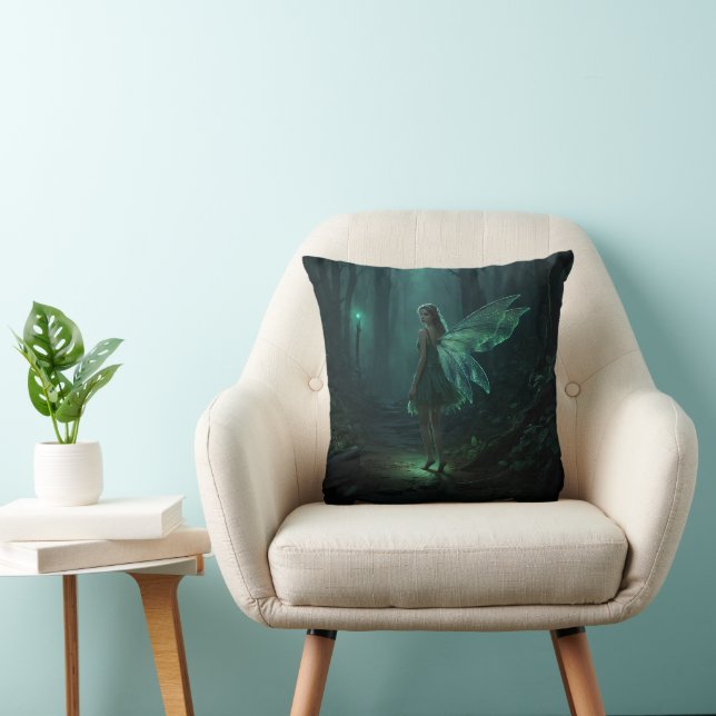 Enchanted Forest Fairy Fantasy Art Throw Pillow (Chair)