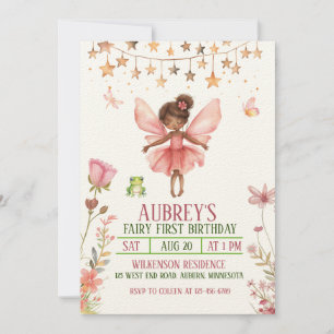 Enchanted Forest Fairy First Birthday Invitation
