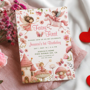 Enchanted Forest Fairy First Birthday Party Invitation