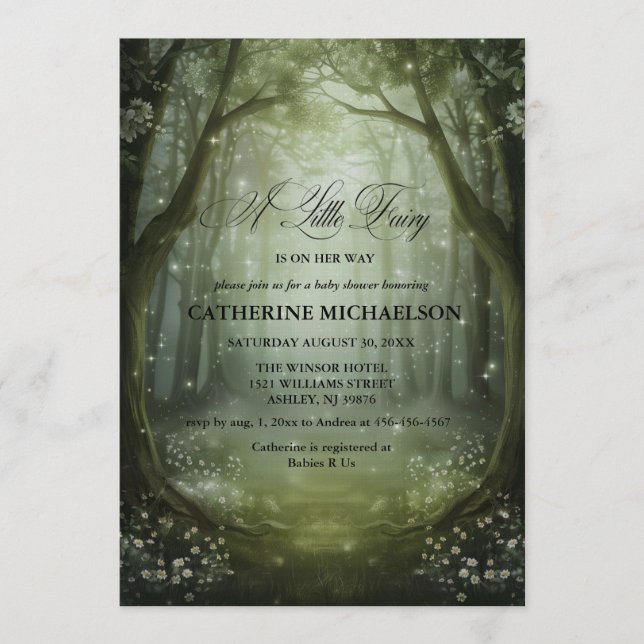 Enchanted Forest Fairy Girl Baby Shower Invitation (Front)