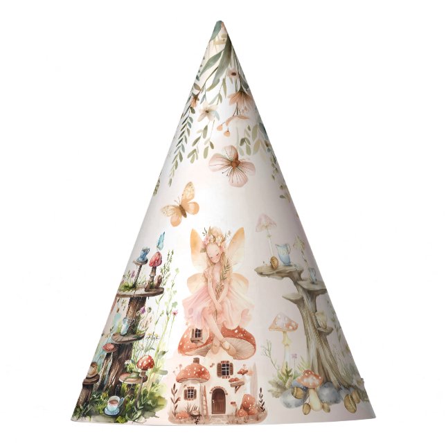 Enchanted Forest Fairy Girl Mushroom Party Hat (Front)