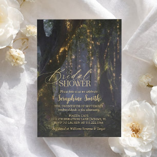 Enchanted Forest Fairy Lights Purple Bridal Shower Invitation