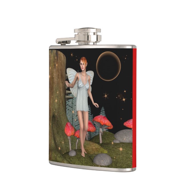 Enchanted Forest Fairy Mushroom Fantasy Art Hip Flask (Left)